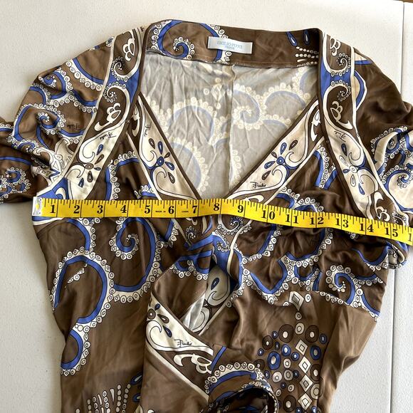 Emilio Pucci Firenze True Wrap Dress IT 44 US 10 / 12 Signature Print Made Italy - Picture 5 of 13